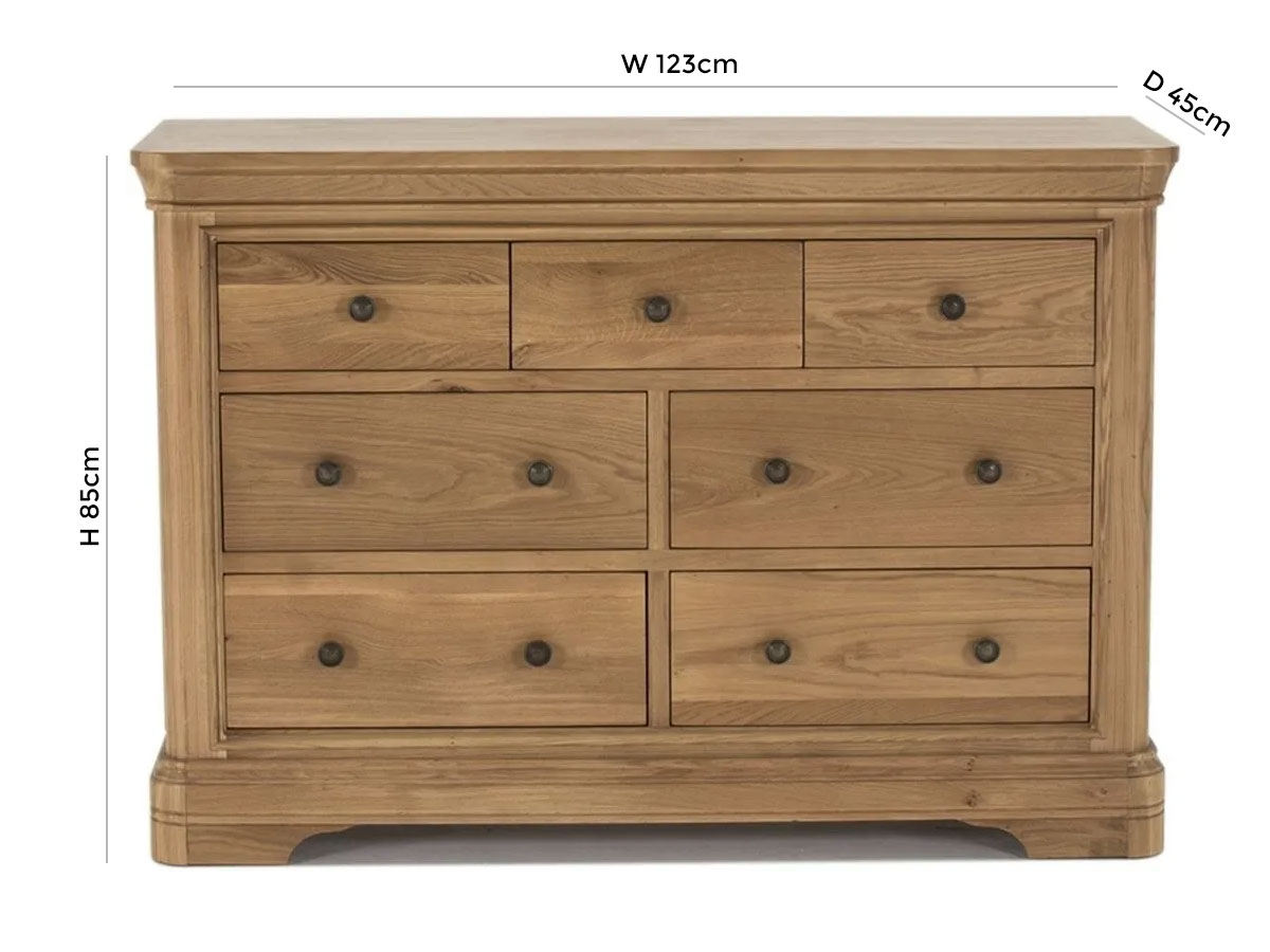 Product photograph of Vida Living Carmen Oak 7 Drawer Dressing Chest from Choice Furniture Superstore.